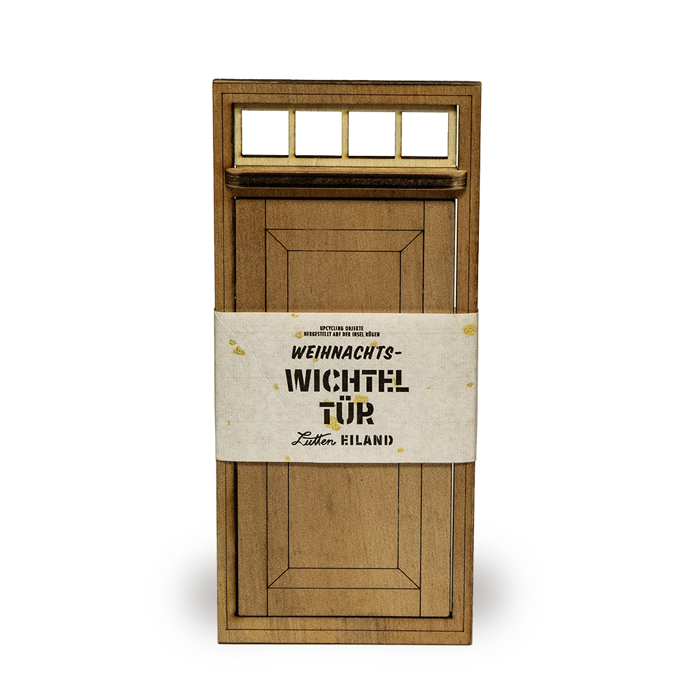 Handgefertigte Wichteltür von lütten Eiland mit Mini-Zubehör, inklusive Anleitung für Wichtel-Streiche (Download).