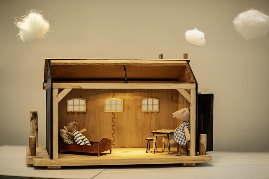 Upcycling Netzschuppen von lütten Eiland, handgefertigt und maritim inspiriert. Nachhaltiges Spielhaus von der Insel Rügen.